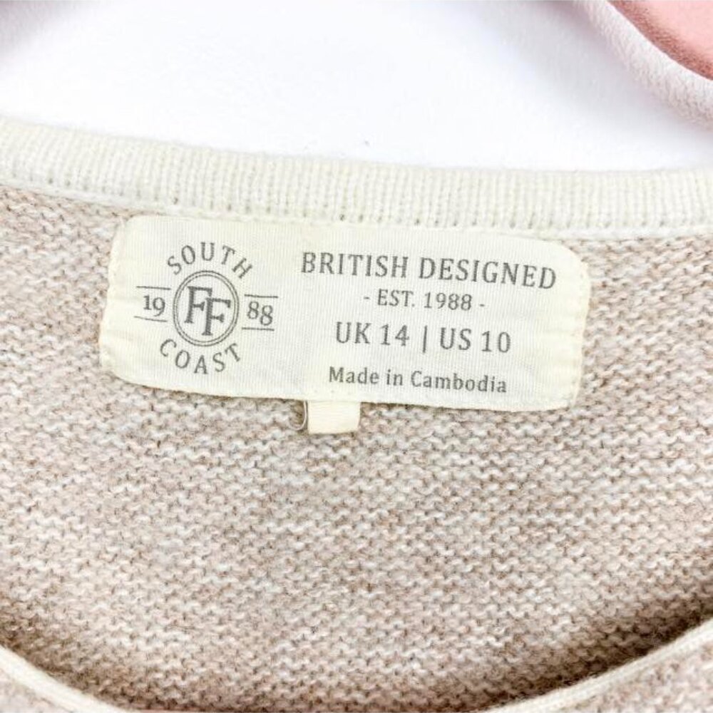 Cute Colour Block Tan and Off White Sweater - Picture 9 of 10